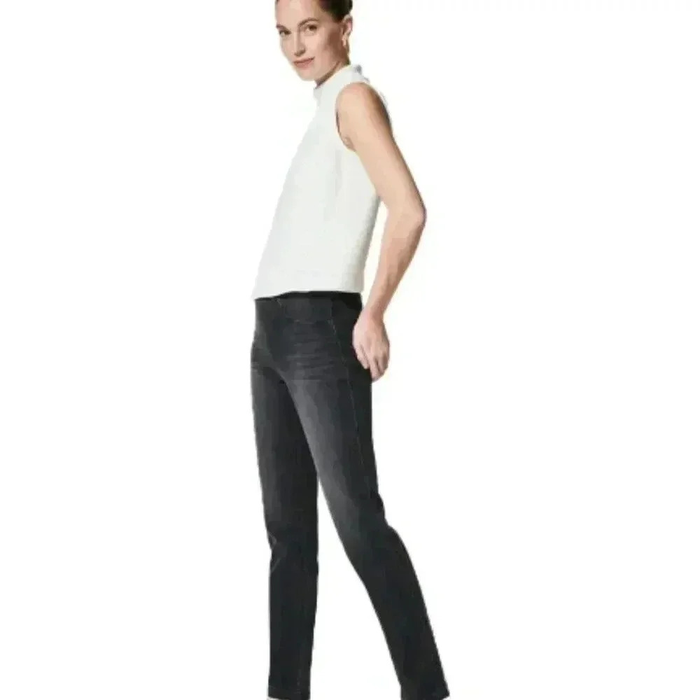 NWT New SPANX VINTAGE BLACK ANKLE STRAIGHT Leg pull-on Jeans #20355R size XL